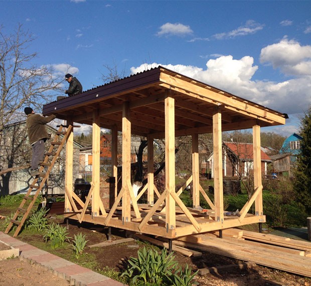 Монтаж винтовых свай под беседку в Борисоглебске